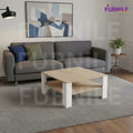 White MDF square coffee table, 80x80 cm, 42 cm height
