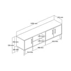 TV table size diagram, MDF media console measurements in mm