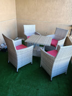 Studio rattan dining set for 4 persons