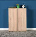 Light wood MDF shoe cabinet with 2 doors, 80x35x110cm
