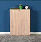 Light wood MDF shoe cabinet with 2 doors, 80x35x110cm