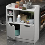 White coffee corner cabinet: open shelves and lower double doors