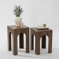 ROSA side table set: two dark wood-look MDF tables with arched openings