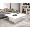Square white MDF coffee table, 100x100x40 cm, with clean minimal legs