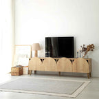 LUCILLE MDF TV table with scalloped front panels and slim wooden legs