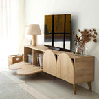 LUCILLE MDF TV table side view with cabinet base and scalloped front