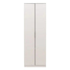 White MDF wardrobe cabinet with two vertical doors and center handle