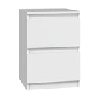 White MDF commode, two stacked drawer fronts, 30x30x40cm