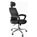 Black manager chair w/ headrest, contoured backrest, armrests, swivel caster base