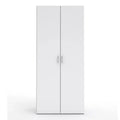 White MDF wardrobe with two vertical doors and metal handles