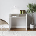 White MDF desk with open shelves and central cabinet, 80x40x80 cm