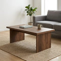 Catherine coffee table in MDF with dark wood-look finish, rectangular top and pedestal legs