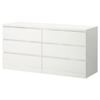 White dresser unit with 6 drawers, clean-lined MDF cabinet front