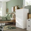 White MDF dresser unit with 2 top doors and 4 drawers
