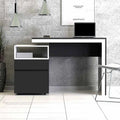 MDF desk 120x50x75 cm with side drawer cabinet, black finish