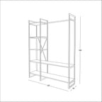 H13 Clothes Stand – Metal Frame, MDF Shelves, 120x40x180cm