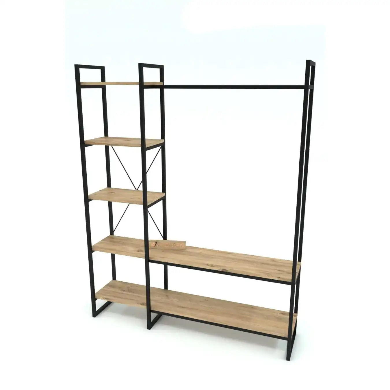 H13 Clothes Stand – Metal Frame, MDF Shelves, 120x40x180cm