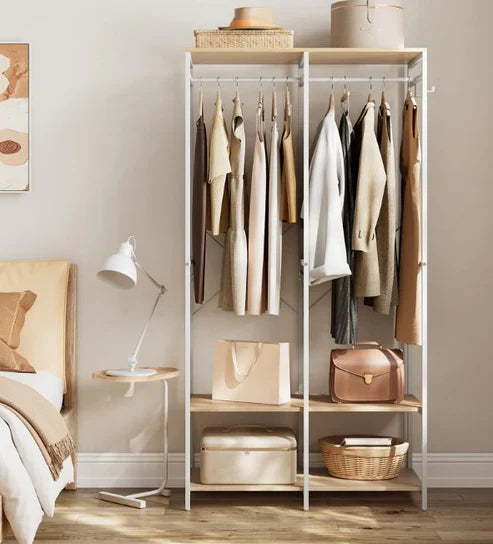 H15 Clothes Stand – Metal Frame, MDF Shelves, 94.5x40x180cm