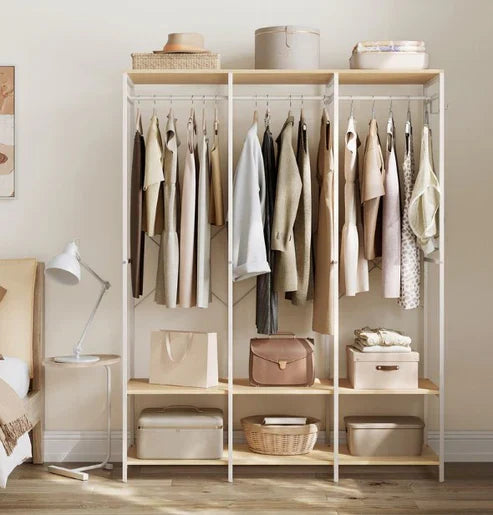 H14 Clothes Stand – Metal Frame, MDF Shelves, 141x40x180cm