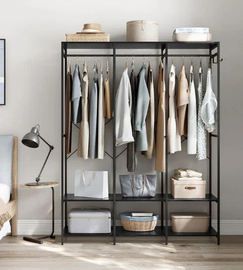 H14 Clothes Stand – Metal Frame, MDF Shelves, 141x40x180cm