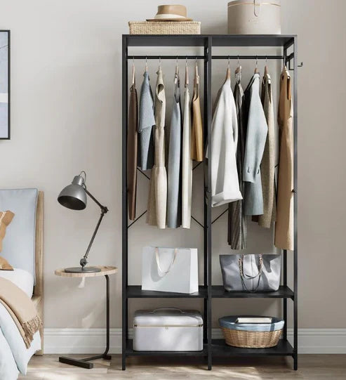 H15 Clothes Stand – Metal Frame, MDF Shelves, 94.5x40x180cm
