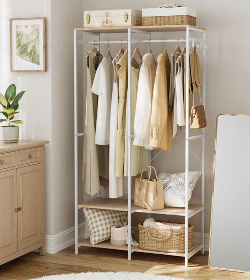 H15 Clothes Stand – Metal Frame, MDF Shelves, 94.5x40x180cm