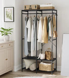 H15 Clothes Stand – Metal Frame, MDF Shelves, 94.5x40x180cm