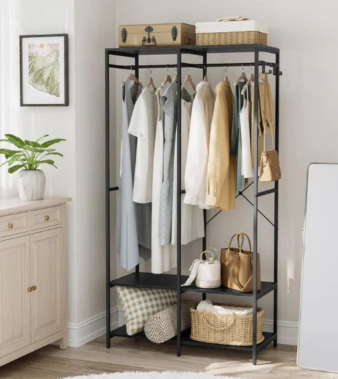 H15 Clothes Stand – Metal Frame, MDF Shelves, 94.5x40x180cm