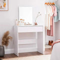 White MDF dressing table with drawer and open shelves