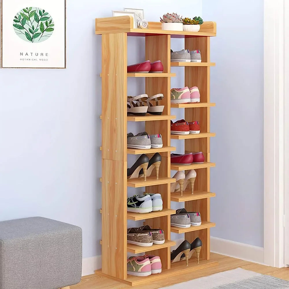 LENA MDF shoe rack with open shelves for shoes, tall vertical design