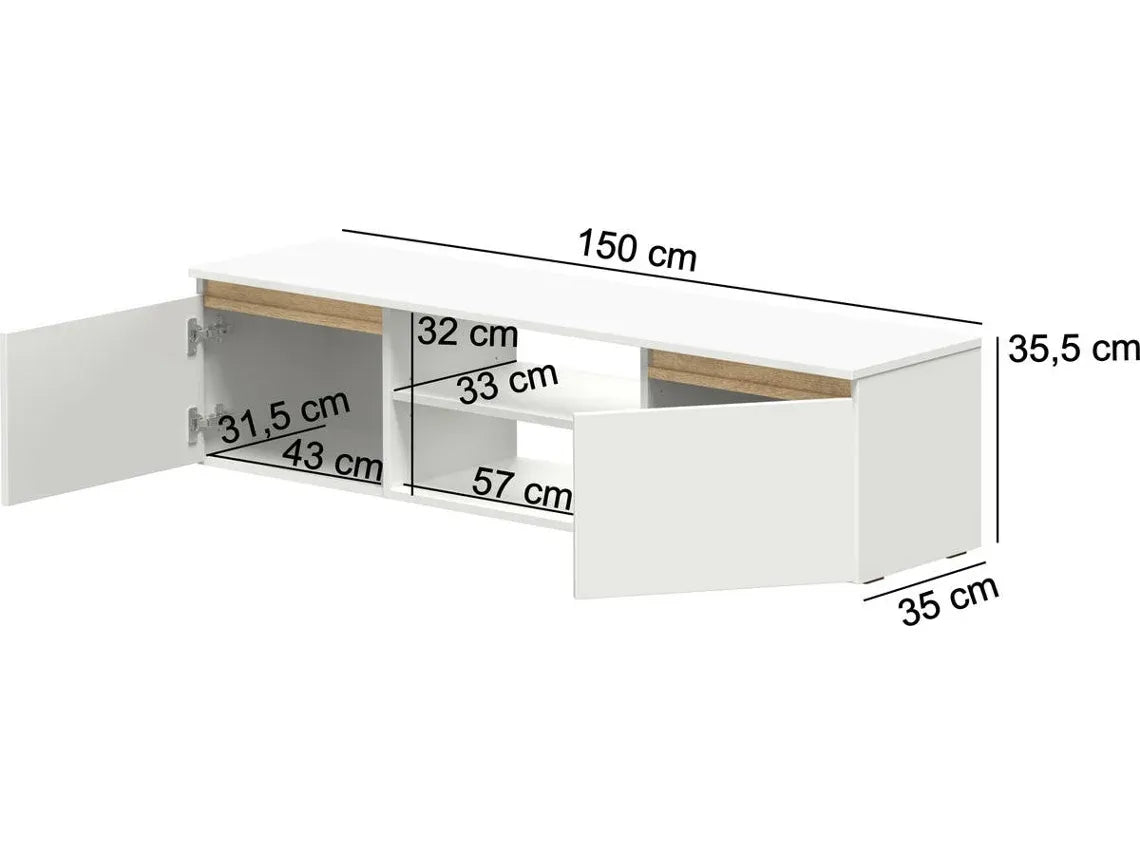 T33 TV Unit, MDF - 150x35x35.5cm