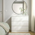 White MDF dresser unit with three drawers and wide top surface