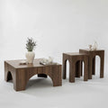 Medusa 3-piece table set: dark wood nesting tables with arched cutouts