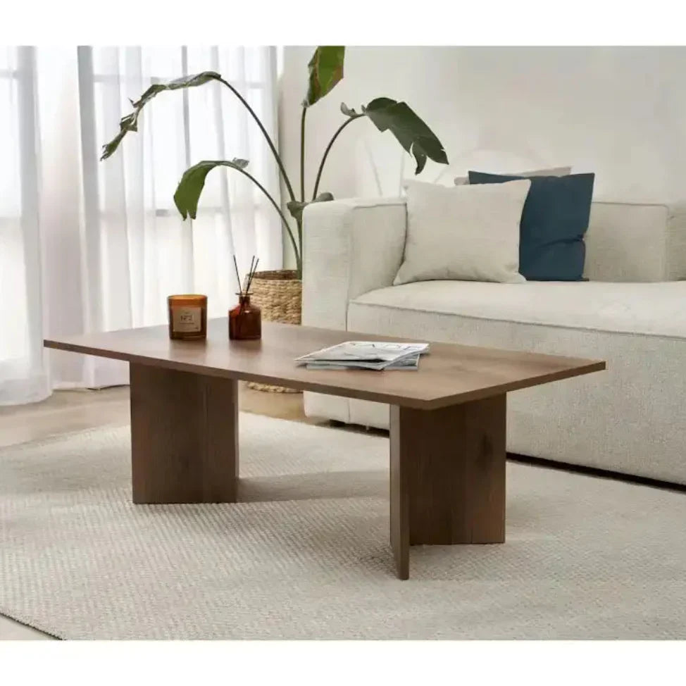 Daisy coffee table, dark brown MDF with simple rectangular legs, 119x60x40 cm