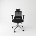 Black mesh office chair with padded seat, armrests, and 5-star wheeled base