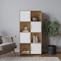 Wood MDF bookcase with white doors and open storage cubbies, 60x30x120cm