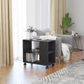 VIDA side table, dark gray MDF, open shelves, caster wheels, 70x35x55 cm
