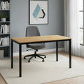 Rectangular desk with light wood MDF top and black metal frame, 120x60x75 cm